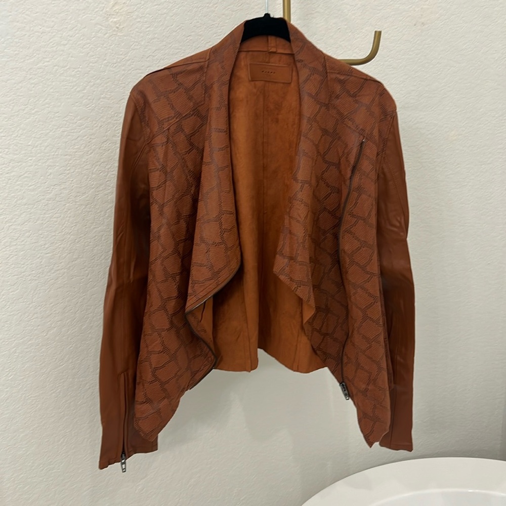Anthropologie Blank NYC Sharona Snake-Printed Jacket in Cedar